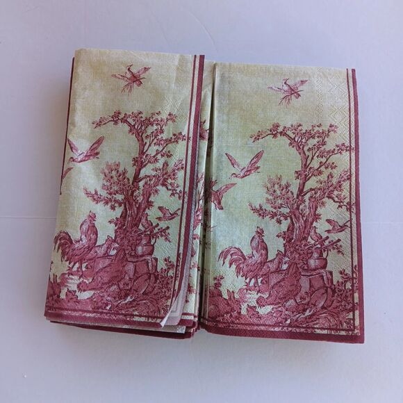 Farmhouse Imprinted Rooster Primitive Metal Napkin Holder w/Toile Napkins - Picture 15 of 16